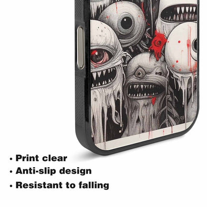 iPhone 15 Pro Max Case — Multi Eye Monster Black Red Ink, Custom Designed Case Cover