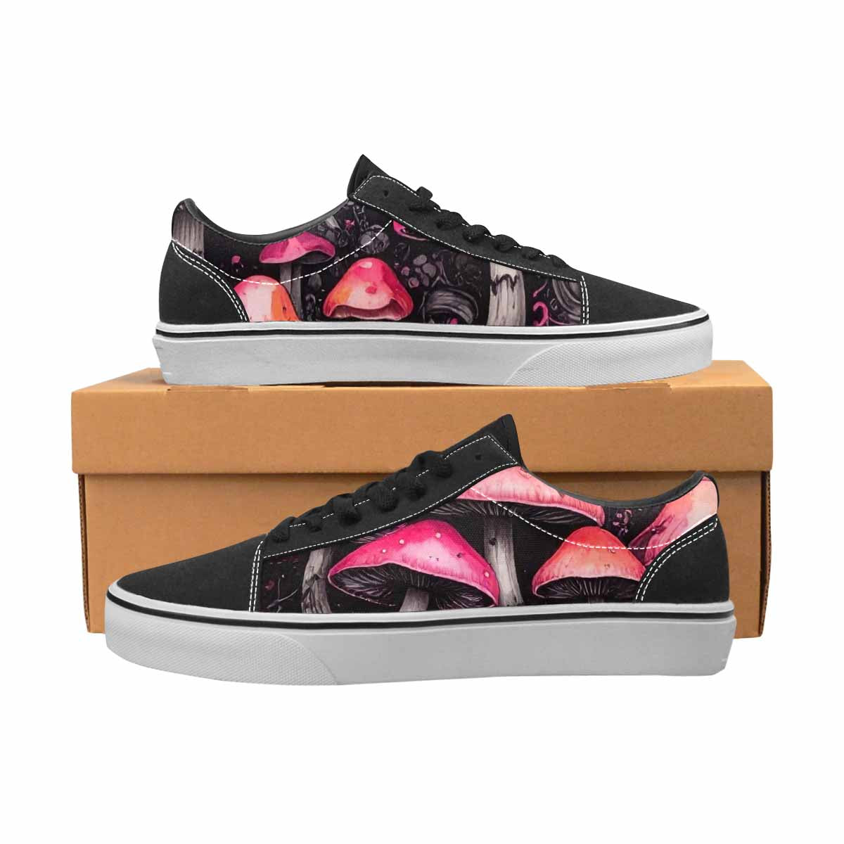 WOMEN'S Rainbow Drip Mushrooms Lace-Up Canvas Dreamcore Shoes