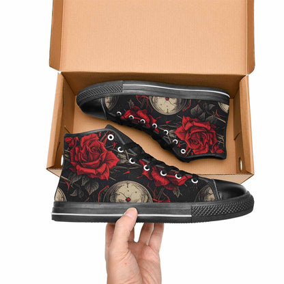 WOMEN'S Gothic Skulls Roses High Top Canvas Surreal Sneakers