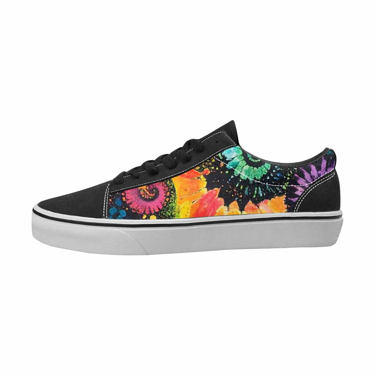 WOMEN'S Tie Dye Black & Green Ink Canvas Boutique Vibrant Chaos Customized Sneakers