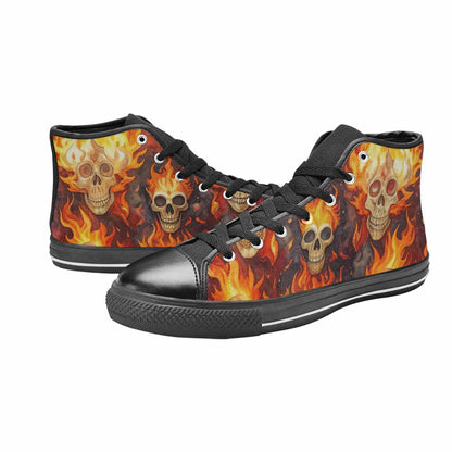 MEN'S Skulls - Flaming High Top Canvas Cottagecore Shoes