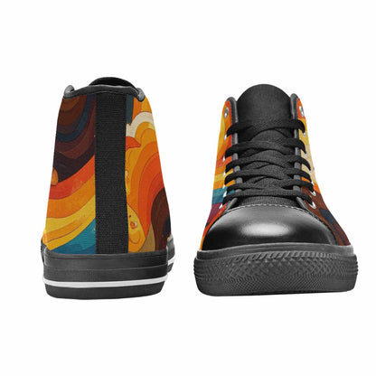 WOMEN'S Groovy 70S Peace High Top Canvas Dark Academia Sneakers