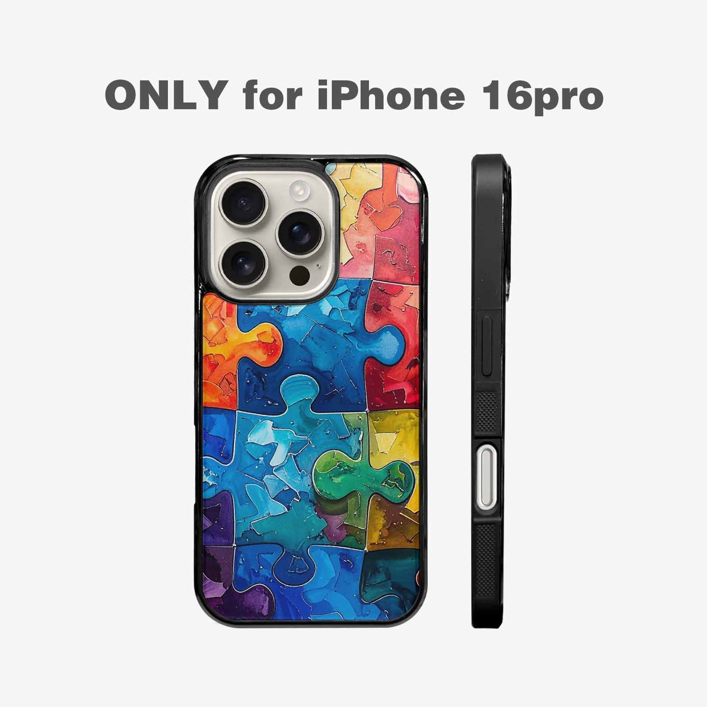 iPhone 16 Pro Case — Autism Puzzle Pieces Puzzle Piece Pattern, Custom Art Phone Cover