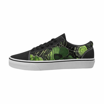 MEN'S Sea Creatures Black & Green Ink Canvas Streetwear Kaleidoscope Original Art Sneakers