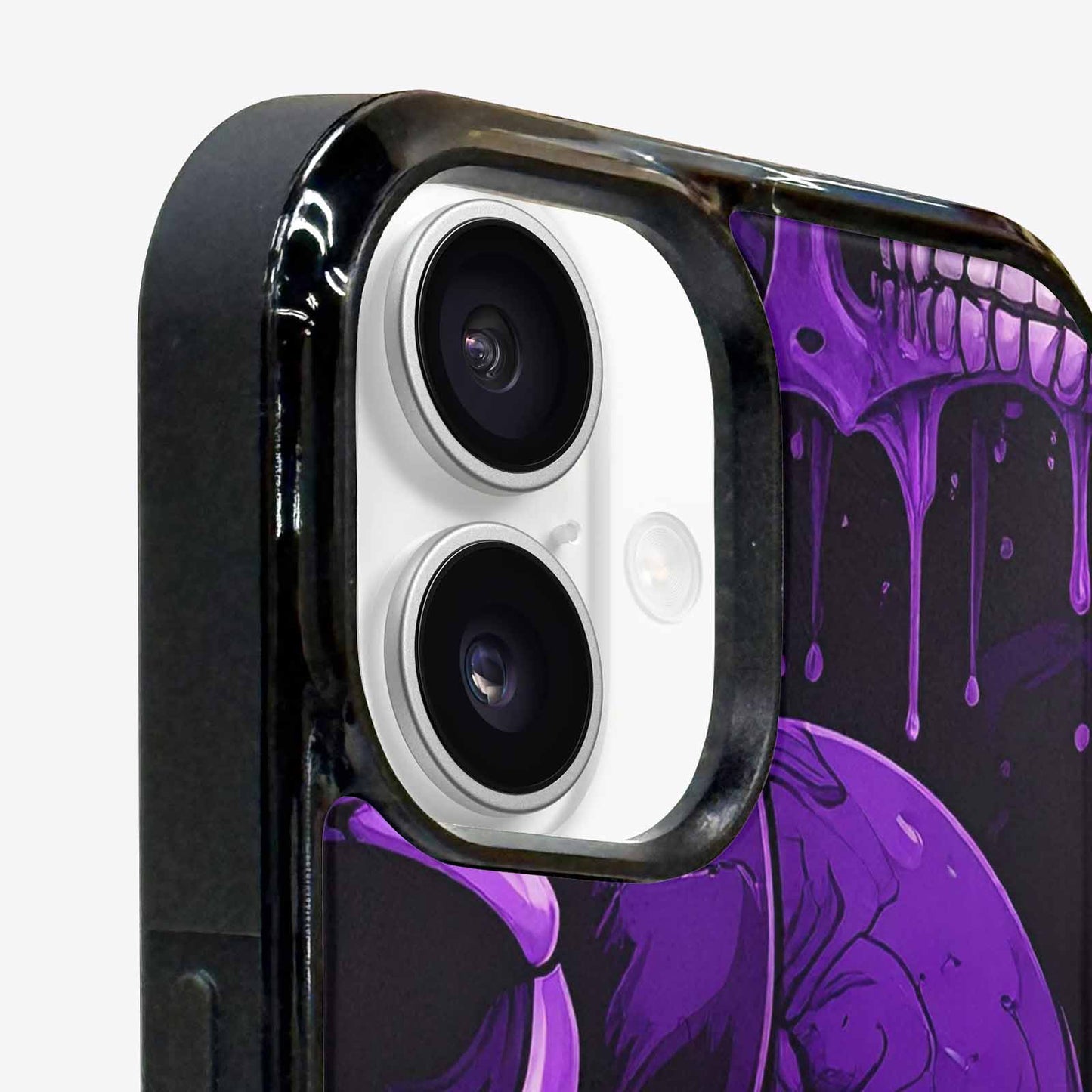 iPhone 16 Plus Case — Monochrome Purple Skeletons Neon Drip Melting, Custom Made Phone Cover