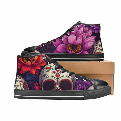 MEN'S Lotus Skulls High Top Canvas Neon Fantasy Shoes