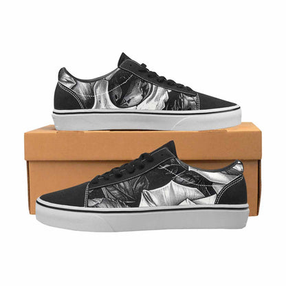 WOMEN'S Skulls Roses Pen Ink Canvas Lace-Up Neon Fantasy Sneakers