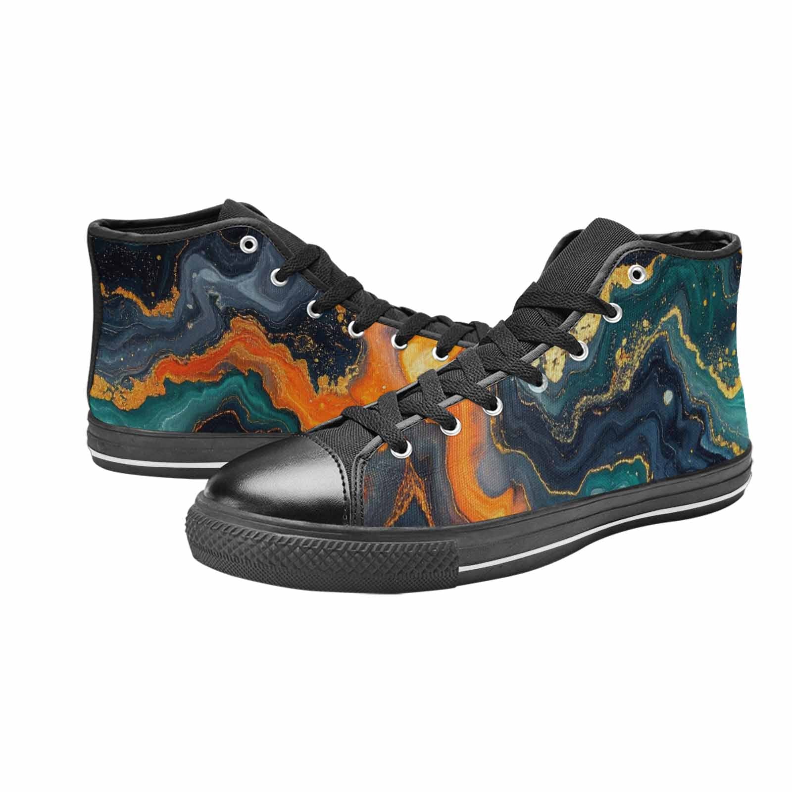 WOMEN'S Marble Dark High Top Canvas Vivid Custom Sneakers