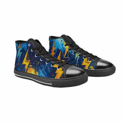 WOMEN'S Lightning Bolt High Top Canvas Grunge Sneakers