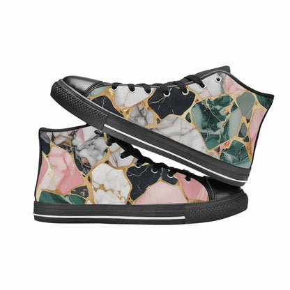 MEN'S Marble Stone Texture High Top Canvas Y2K Custom Sneakers