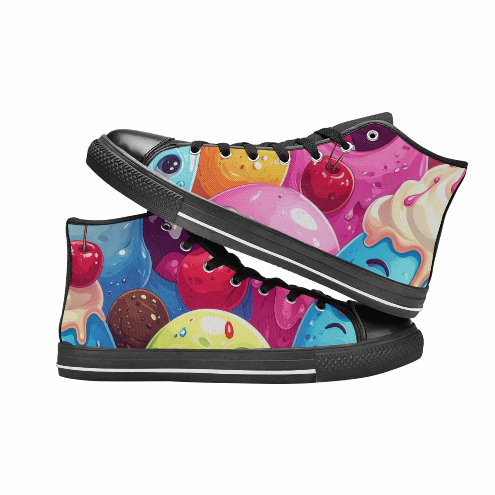 WOMEN'S Melting Icecream Monster Cherry High Top Canvas Dreamcore Sneakers