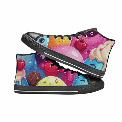 WOMEN'S Melting Icecream Monster Cherry High Top Canvas Dreamcore Sneakers