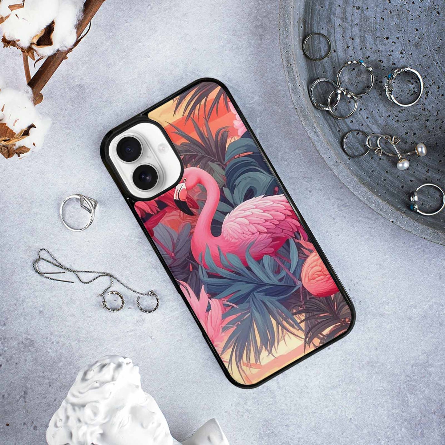 iPhone 16 Plus Case — Flamingo Tropical Flamingo Tropical Pattern Hundreds, Custom Designed Case Cover