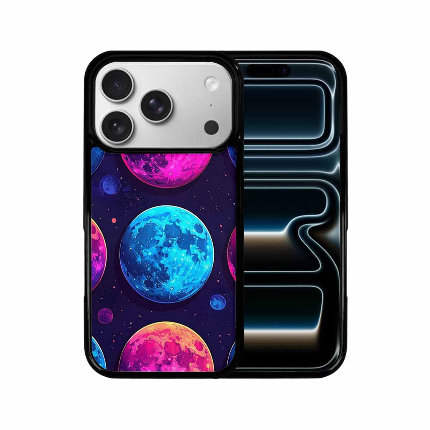 iPhone 17 Pro Case — Neon Winter Moon Seamless Cartoon Cute, Custom Print Case Cover