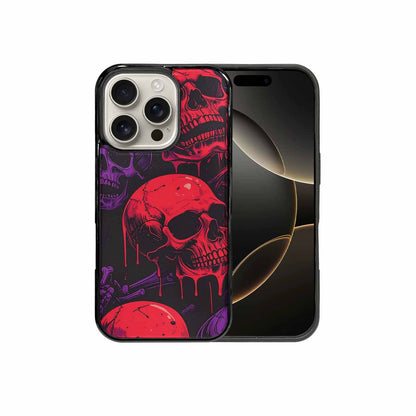 iPhone 16 Pro Case — Red Purple Skeletons Neon Drip Melting, Original Design Phone Case