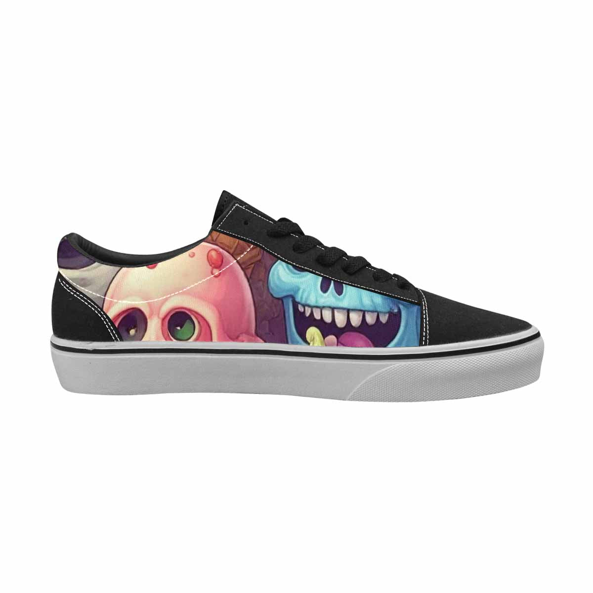 WOMEN'S Ice Cream Monsters  Lace-Up Canvas Melting Art Sneakers