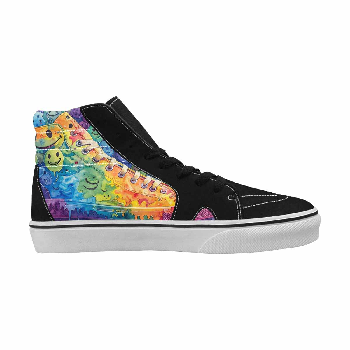 MEN'S Smiley Facessmiley Faces  High Top Canvas Vivid Custom Sneakers