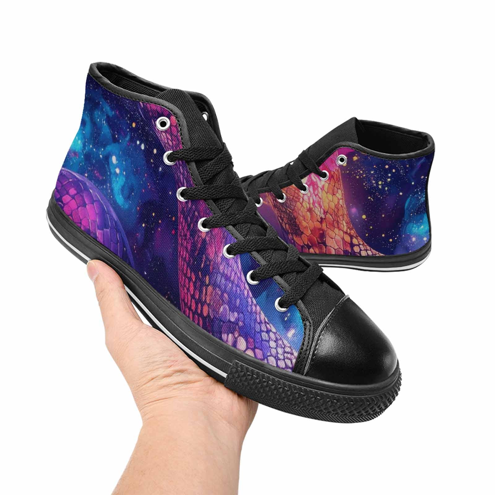 WOMEN'S Galaxy Snake Print High Top Canvas Y2K Custom Shoes