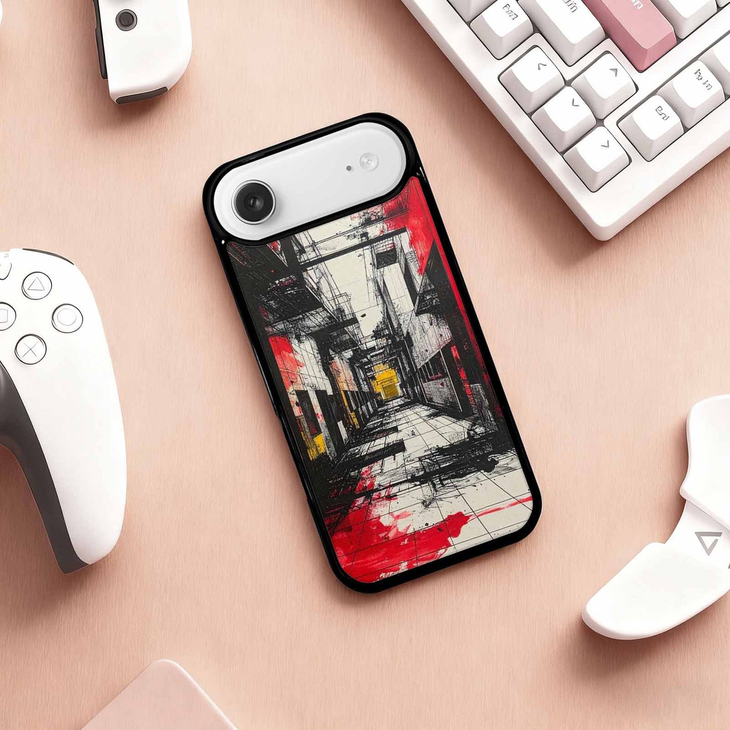 iPhone 17 Air Case — Black Red Ink Liminal Space Galaxy, Original Design Phone Case