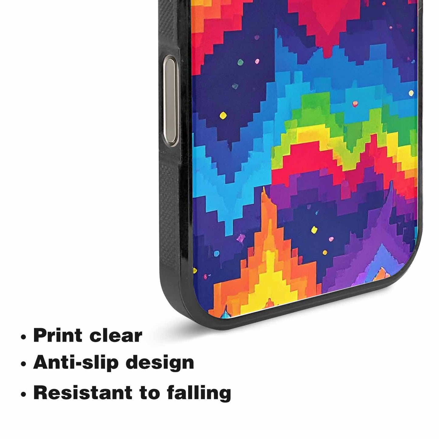 iPhone 15 Pro Max Case — Pixel Art 8 Bit Burst Pattern, Custom Print Case Cover