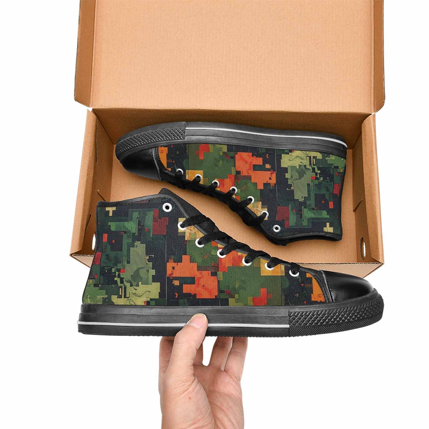 MEN'S Military Camouflage Blotch High Top Canvas Y2K Custom Shoes