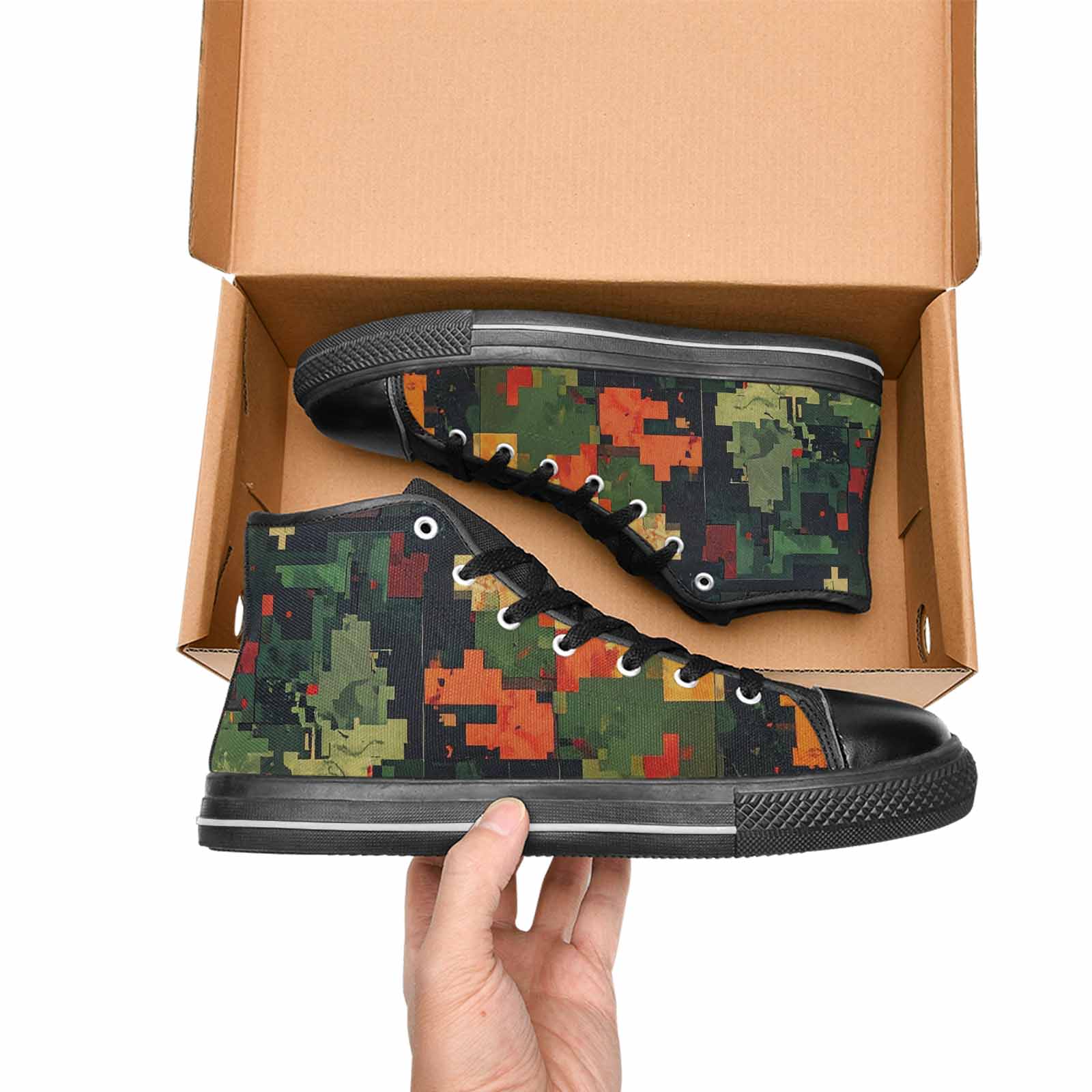 MEN'S Military Camouflage Blotch High Top Canvas Y2K Custom Shoes