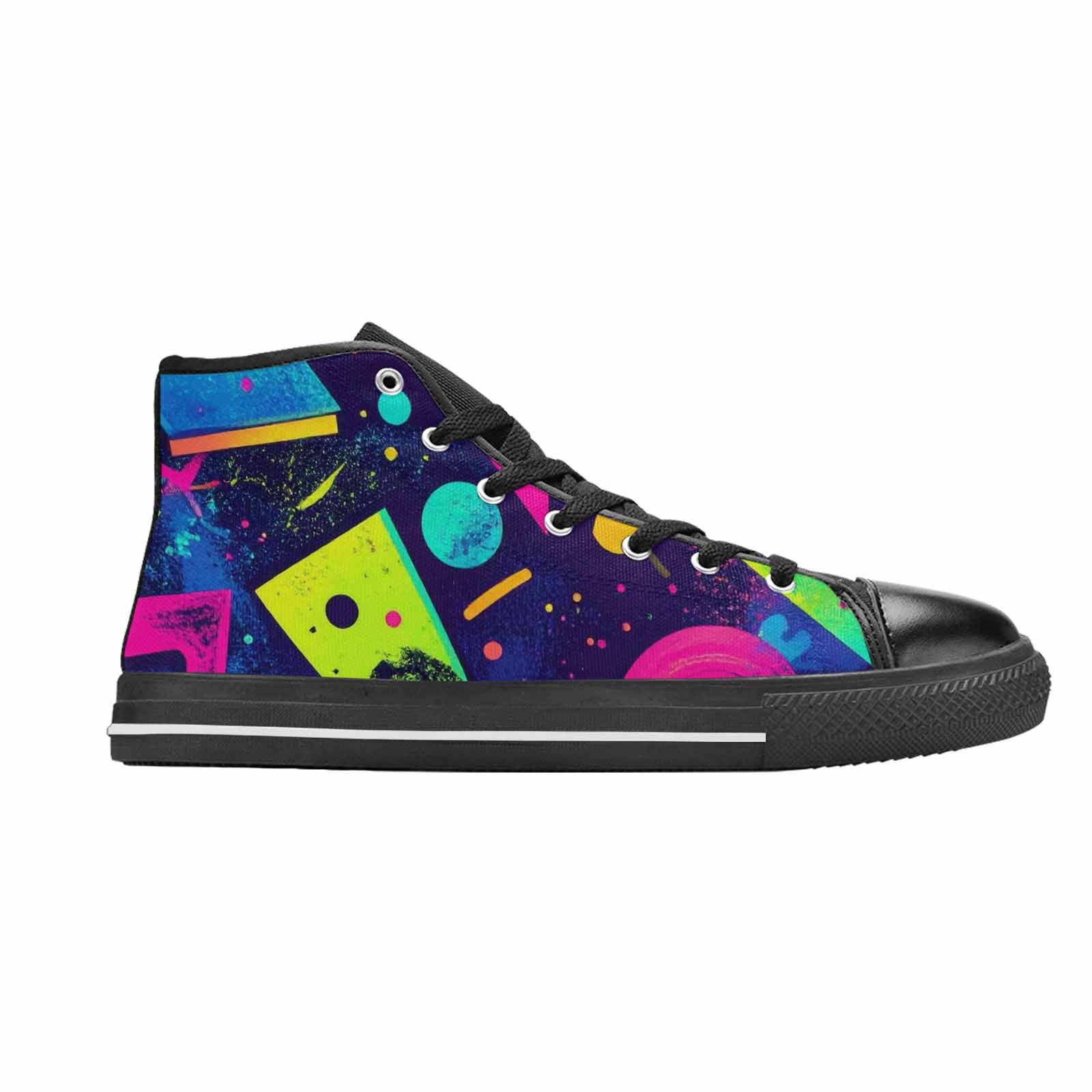 MEN'S Memphis Squiggles Triangles Dots High Top Canvas Grunge Shoes
