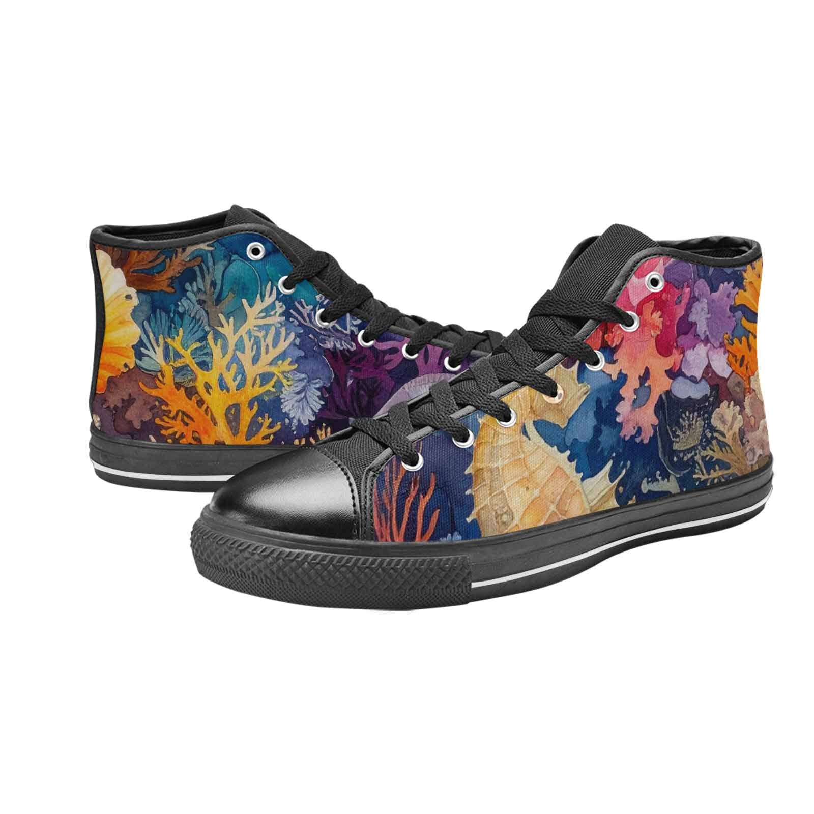 MEN'S Fish Scale Coral High Top Canvas Wallpaper Art Shoes
