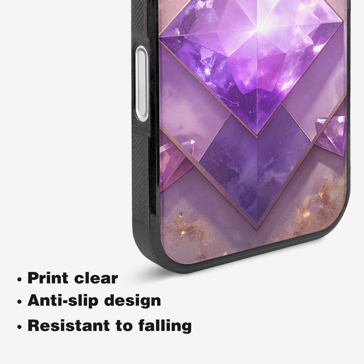 iPhone 16 Case — Amethyst Crystal Art Pattern Personalized Phone, Custom Designed Case Cover