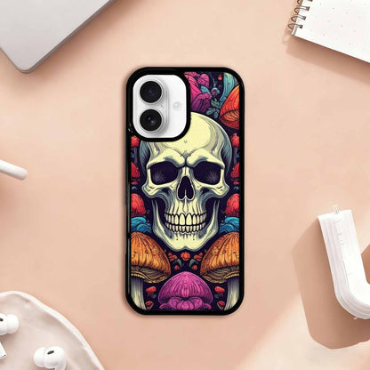 iPhone 17 Case — Mushroom Skull Art Seamless Gothic Skulls, Custom Printed Phone Case