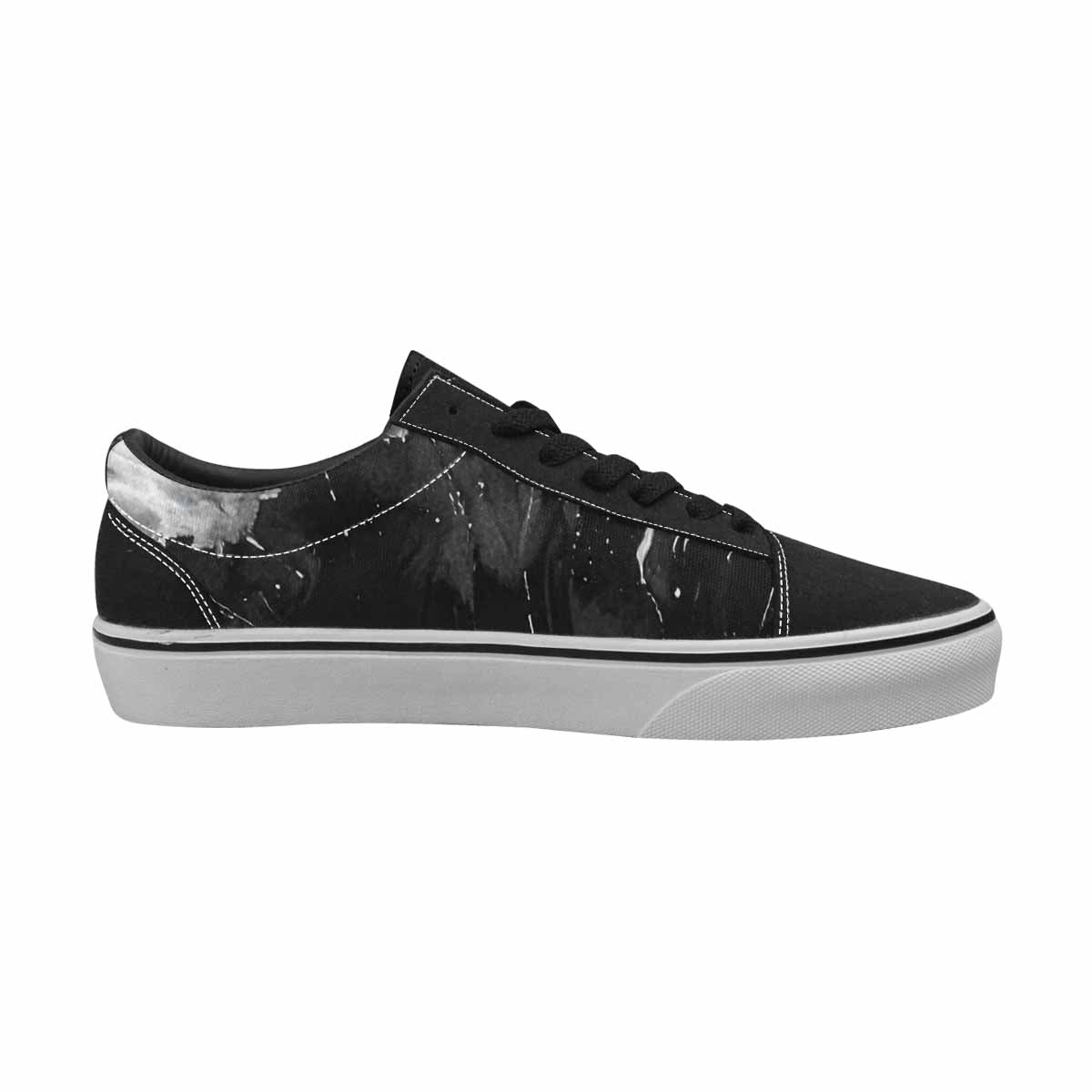WOMEN'S Tie Dye Acid Wash Black White Canvas Lace-Up Dreamcore Custom Shoes