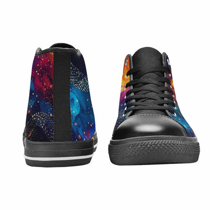 MEN'S Galaxy Snake Print High Top Canvas Neon Fantasy Sneakers