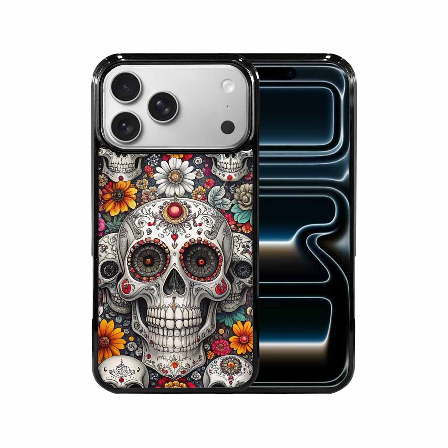 iPhone 17 Pro Max Case — Greyscale Black And White Gothic Skulls, Unique Phone Case Design