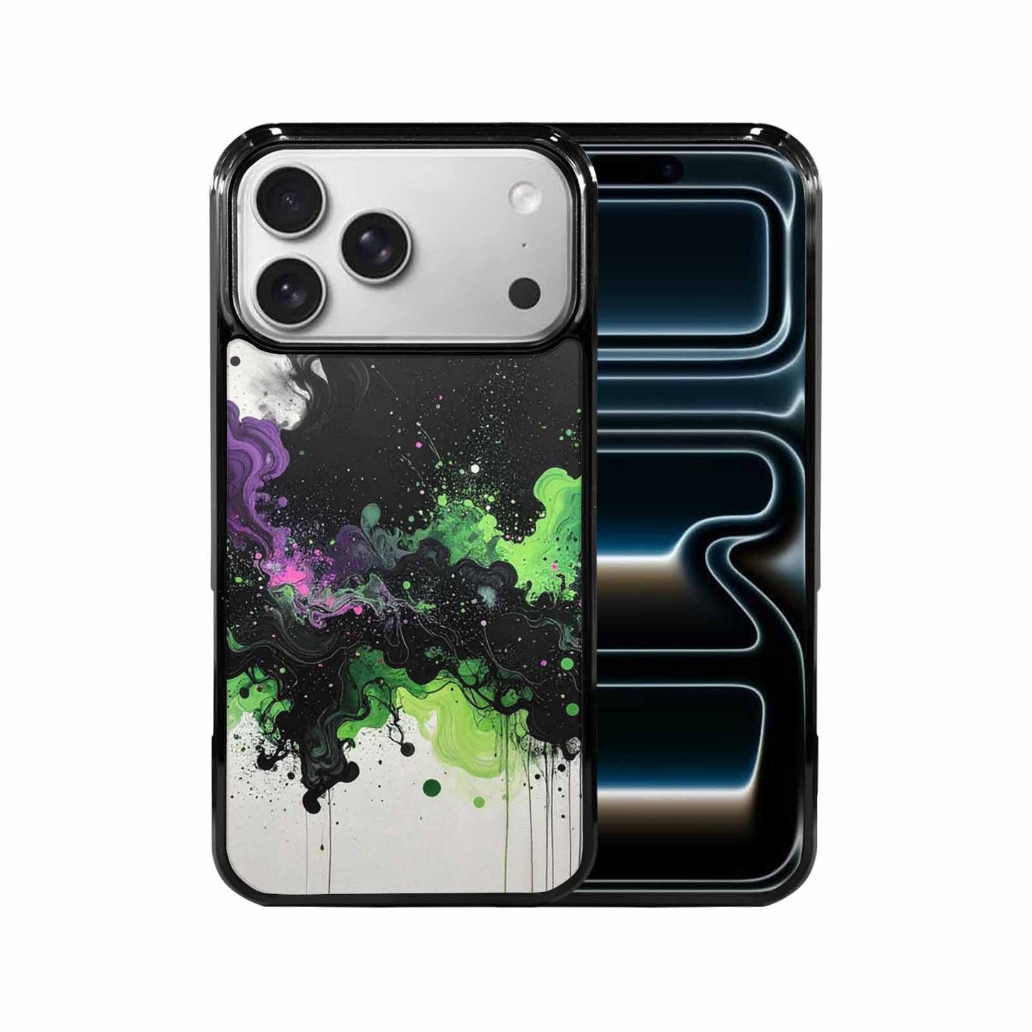 iPhone 17 Pro Max Case — Black &amp; Green Ink Galaxy Space, Custom Print Case Cover
