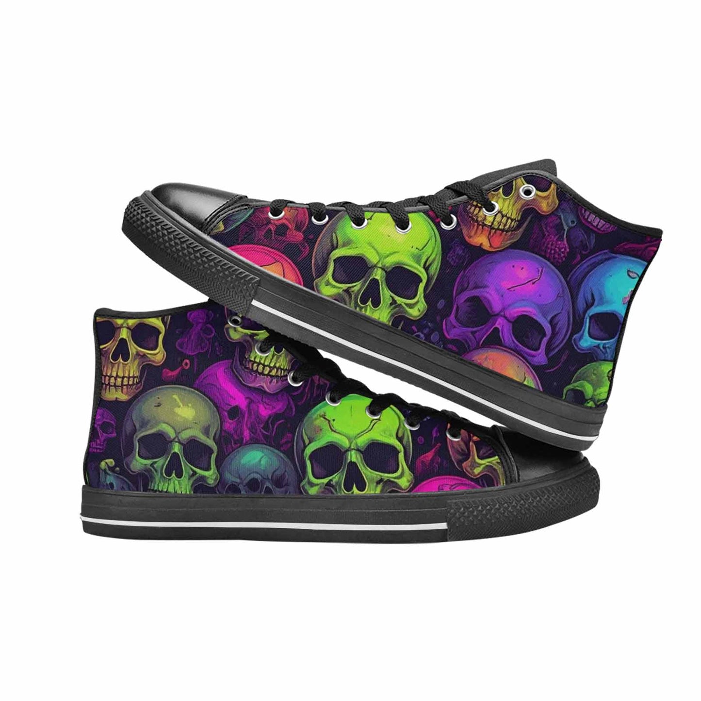 MEN'S Skulls - Neon High Top Canvas Dark Academia Shoes