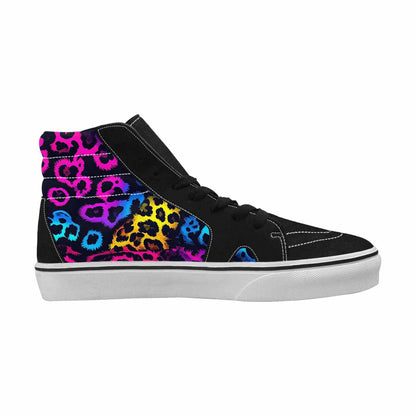 WOMEN'S Leopard Print Neon High Top Canvas Cottagecore Custom Shoes