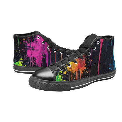MEN'S Paint Splatter High Top Canvas Vibrant Chaos Sneakers