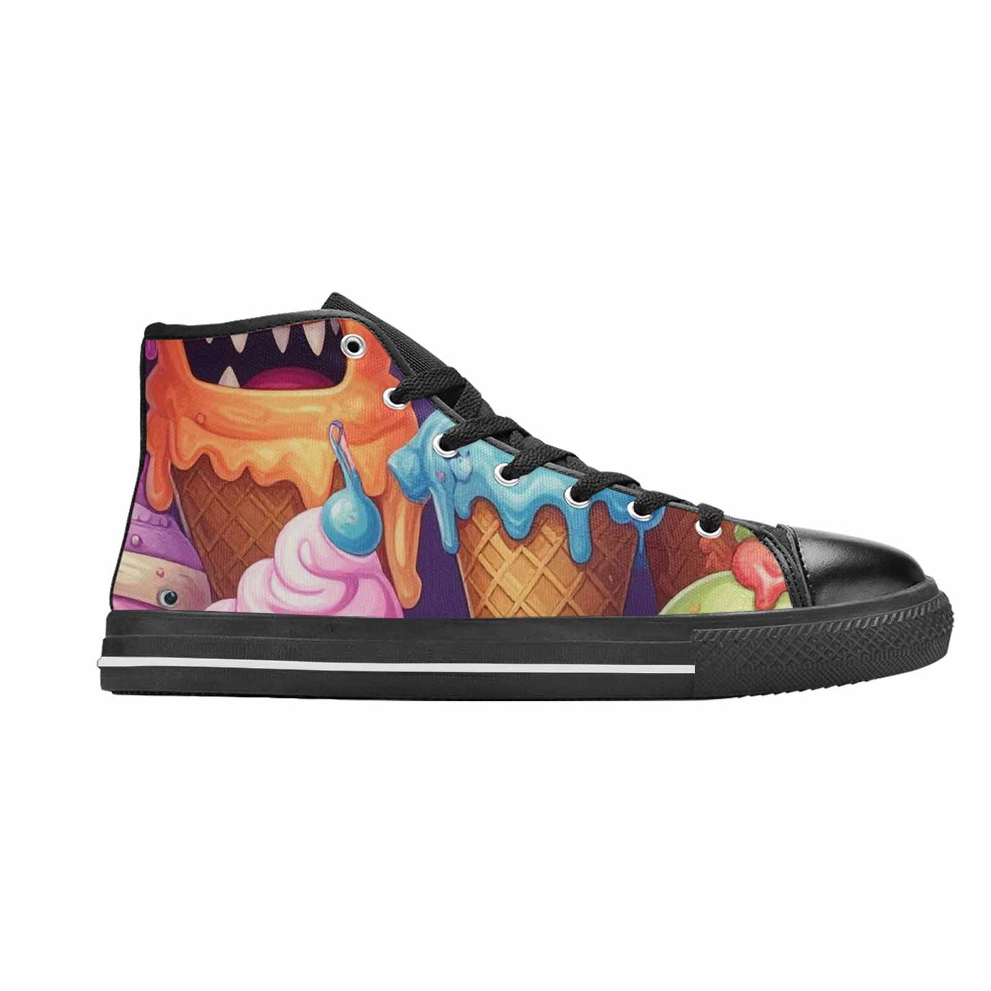 WOMEN'S Melting Icecream Cone Monster High Top Canvas Wallpaper Art Sneakers
