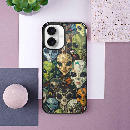 iPhone 16 Case — Aliens Camo Aliens Pattern Hundreds Of, Custom Printed Phone Case