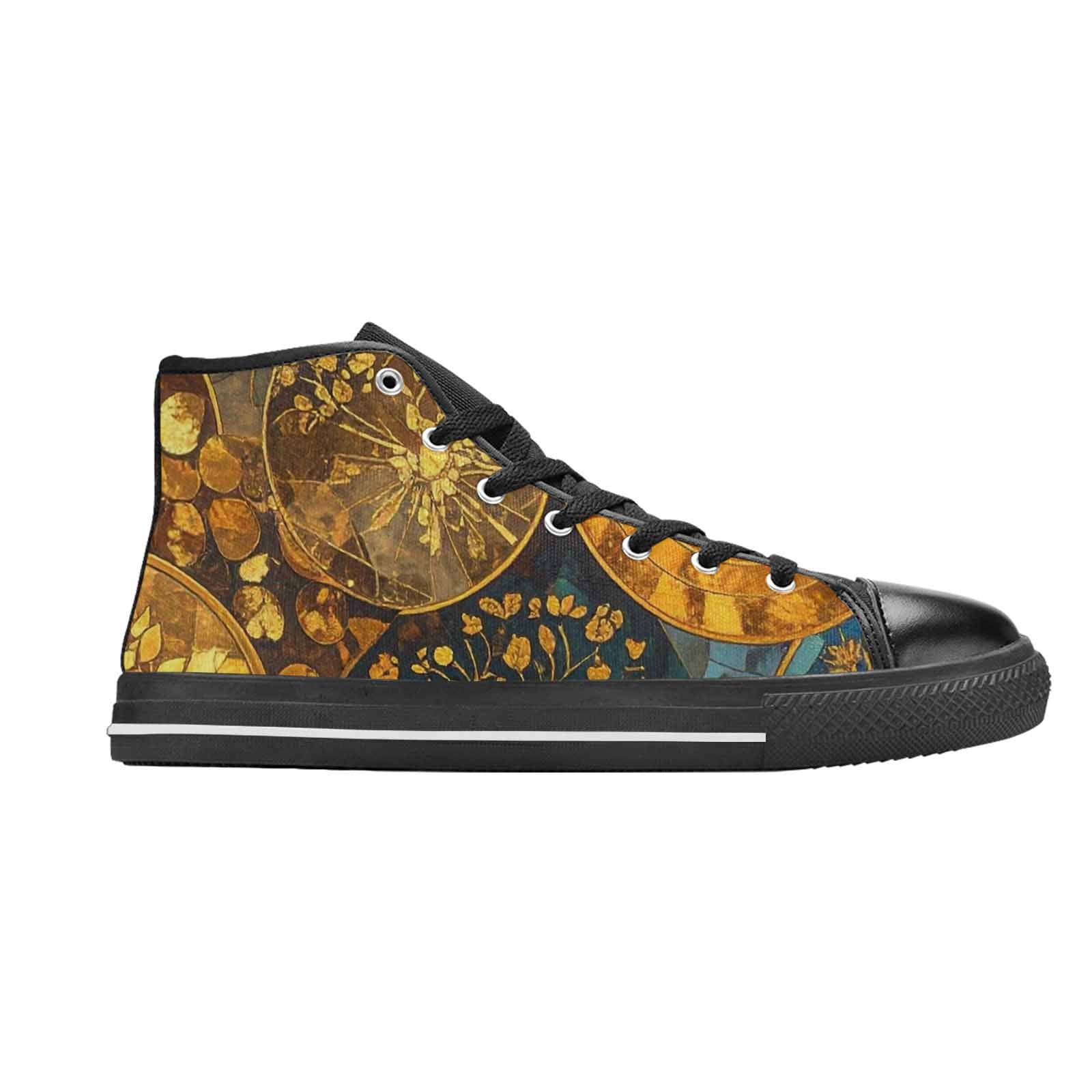 MEN'S Klimt-Style Gold Leaf High Top Canvas Dark Academia Custom Sneakers