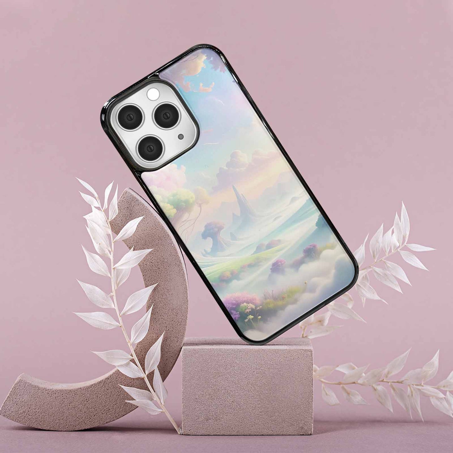 iPhone 15 Pro Max Case — Surrealist Dreamscape Illustration Pattern, Custom Printed Phone Case