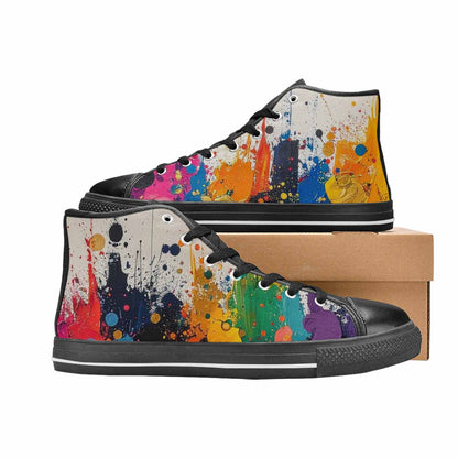WOMEN'S Paint Splatter High Top Canvas Wallpaper Art Shoes