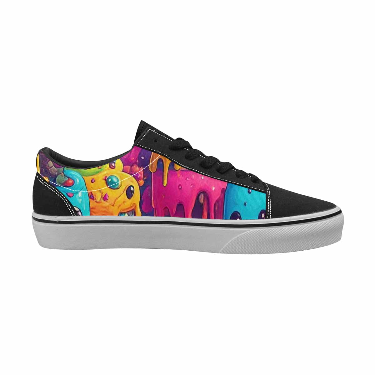 WOMEN'S Melting Ice Cream Monster Lace-Up Canvas Kaleidoscope Custom Sneakers