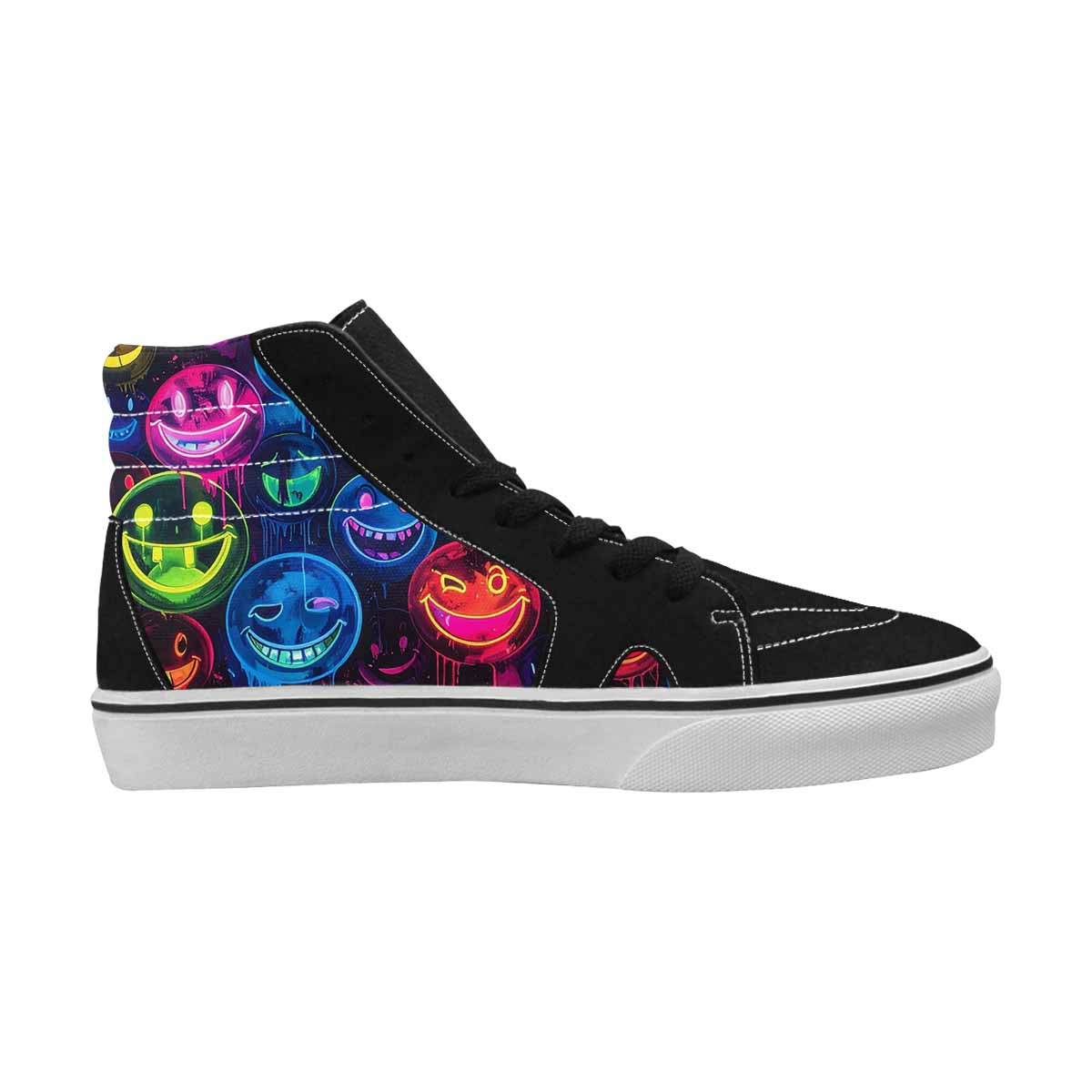 MEN'S Smiley Faces × Glow High Top Canvas Surreal Custom Shoes
