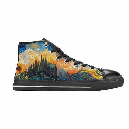 MEN'S Van Gogh-Style Swirl High Top Canvas Surreal Custom Sneakers