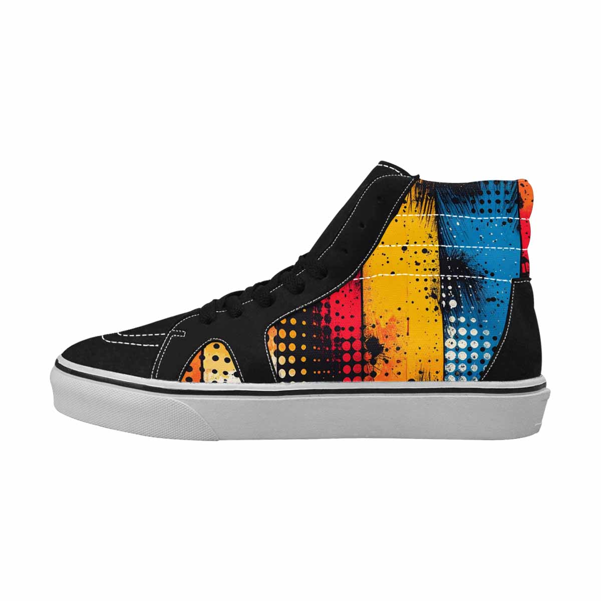 WOMEN'S Comic Book Halftone High Top Canvas Dark Academia Custom Sneakers