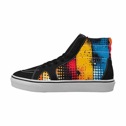 WOMEN'S Comic Book Halftone High Top Canvas Dark Academia Custom Sneakers