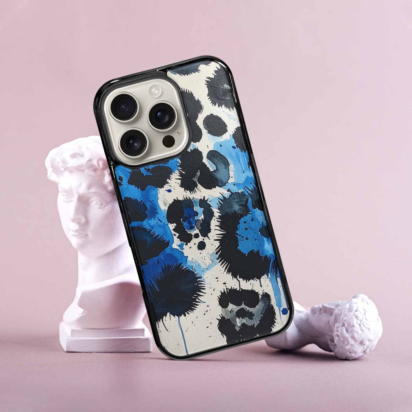 iPhone 16 Pro Case — Animal Print Black Blue Ink Animal, Customized Protective Case