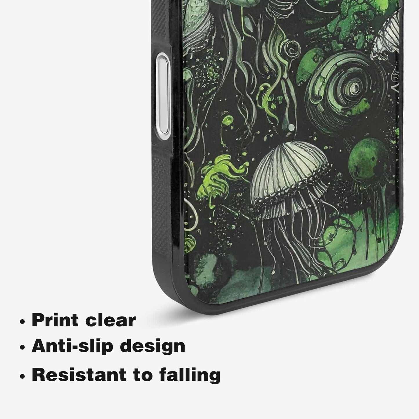 iPhone 16 Plus Case — Sea Creature Burst Black Green Ink, Original Design Phone Case