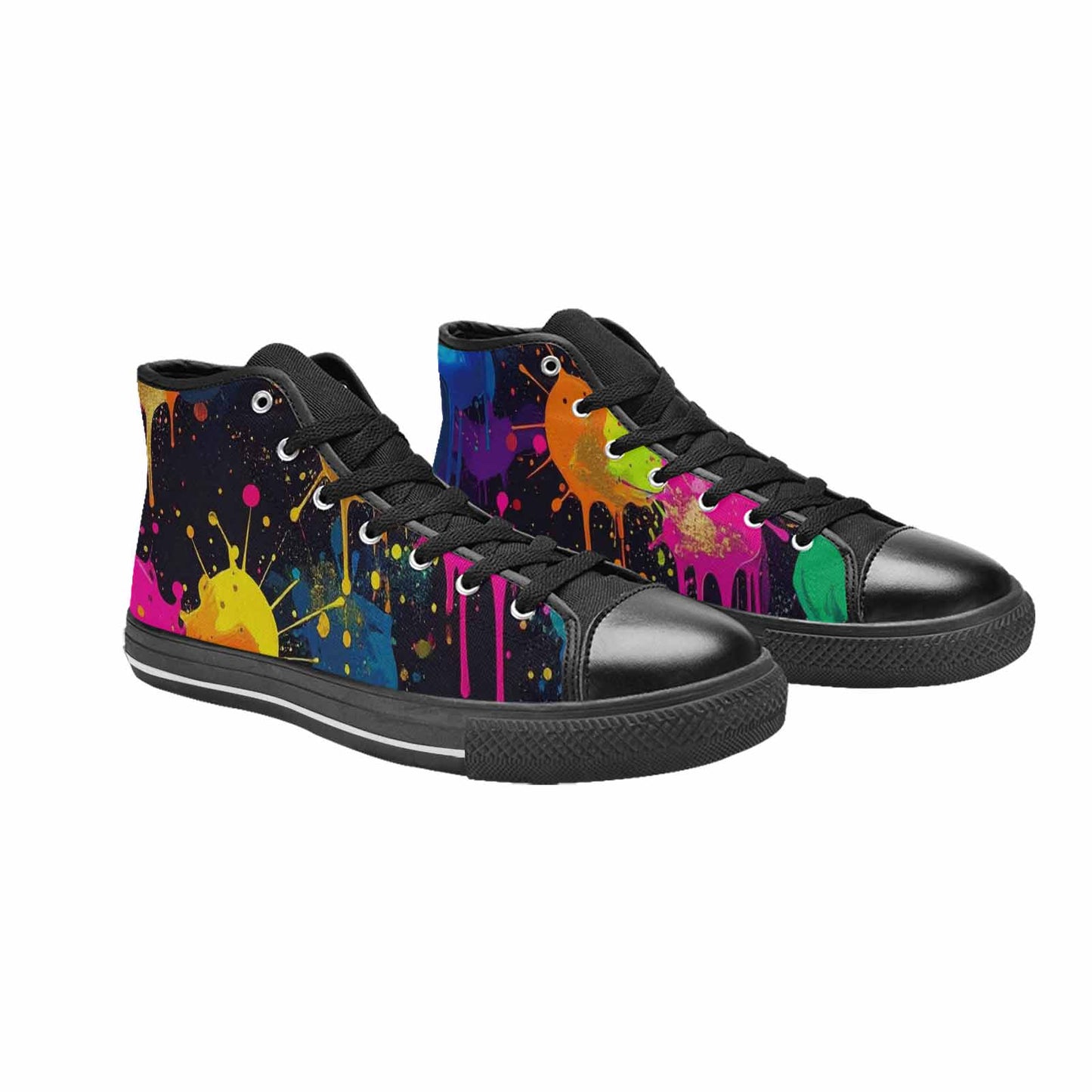 WOMEN'S Paint Splatter High Top Canvas Vivid Custom Sneakers